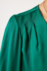 Garcia V Neck Satin Blouse - Ivy Forest