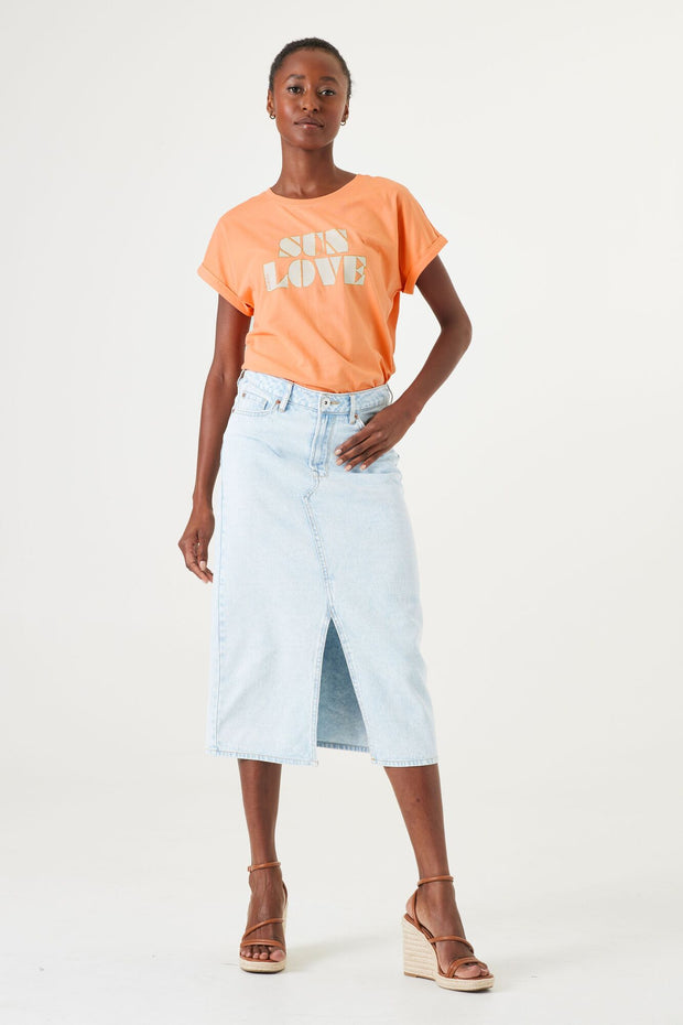 Garcia Midi Denim Skirt - Bleached