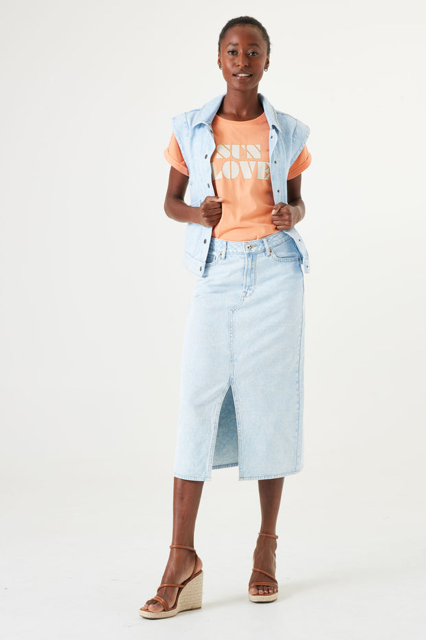 Garcia Midi Denim Skirt - Bleached