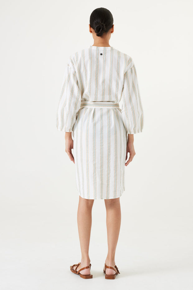 Garcia Button Down Dress - Off White Stripe