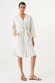 Garcia Button Down Dress - Off White Stripe