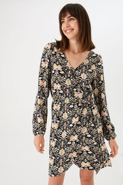 Garcia Ladies Mini Wrap Dress - Black Print