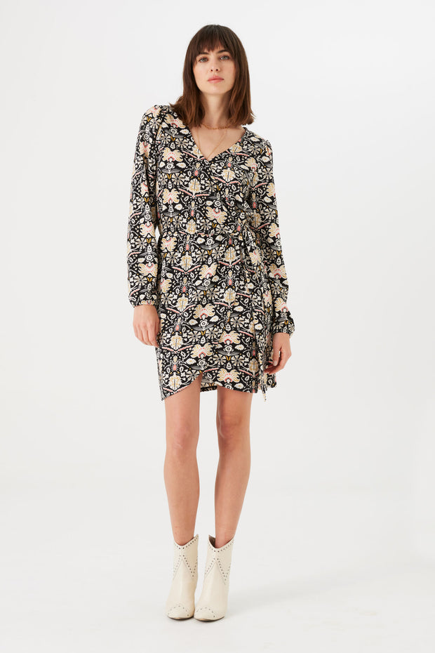 Garcia Ladies Mini Wrap Dress - Black Print