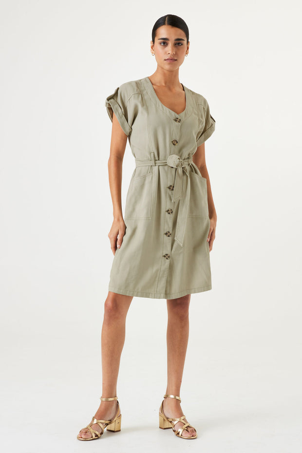 Garcia Button Down Mini Dress - Seagrass