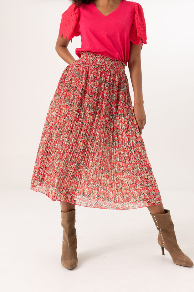 Garcia Midi Pleated Skirt - Lush Pink