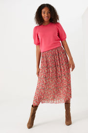 Garcia Midi Pleated Skirt - Lush Pink