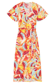 Garcia Wrap Midi Dress - Papaya Punch