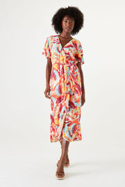 Garcia Wrap Midi Dress - Papaya Punch