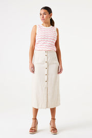 Garcia Flo Knit Singlet - Ecru Stripe