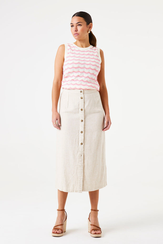 Garcia Flo Knit Singlet - Ecru Stripe