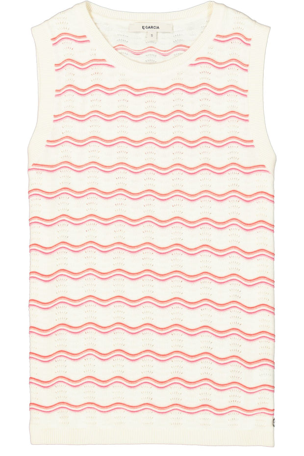 Garcia Flo Knit Singlet - Ecru Stripe
