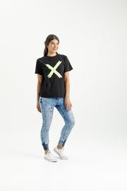 Home-lee Chris Tee - Black With Lime X