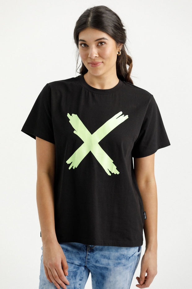 Home-lee Chris Tee - Black With Lime X