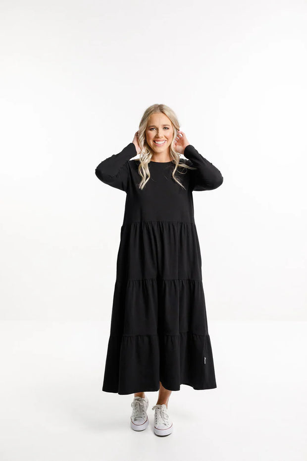 Home-lee Long Sleeve Kendall Dress - Black