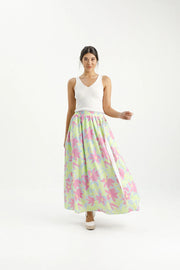 Home-lee X Label Elise Skirt - Lime Daises