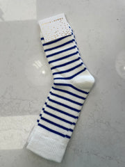 Stella + Gemma Socks - White With Cobalt Stripes