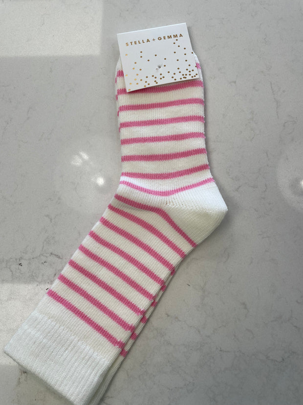 Stella + Gemma Socks - White With Pink Stripes