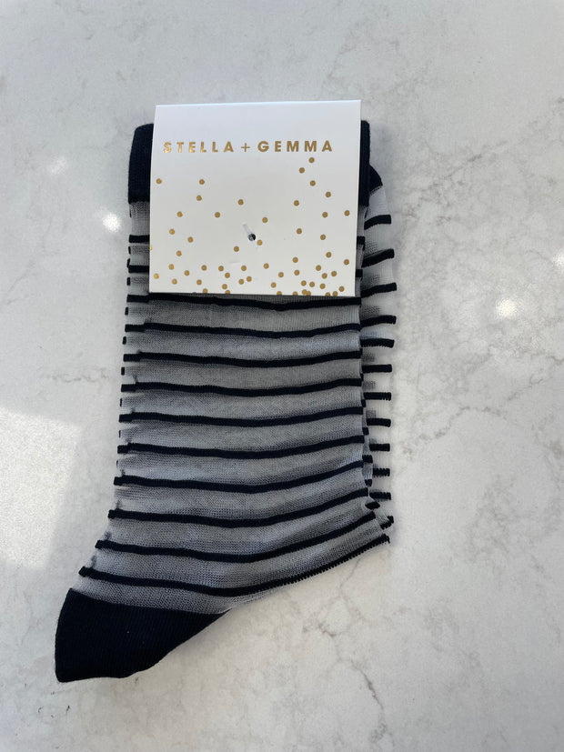 Stella + Gemma Socks - Sheer Black Stripes