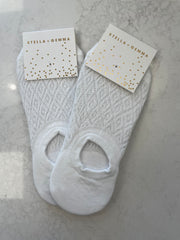 Stella + Gemma No Show Socks - White Crochet