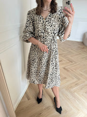 MSCH Alyona Vlora 3/4 Dress - Oatmeal Leo
