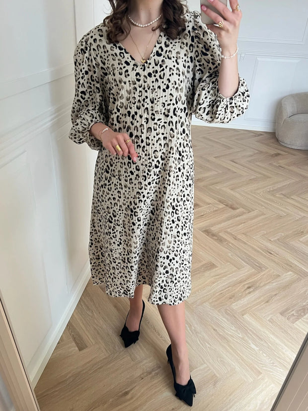 MSCH Alyona Vlora 3/4 Dress - Oatmeal Leo