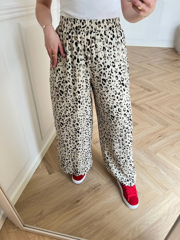 MSCH Alyona Vlora High Waist Pants - Oatmeal Leo