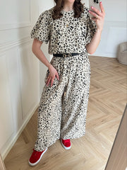 MSCH Alyona Vlora High Waist Pants - Oatmeal Leo