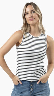 Stella + Gemma Rachel Tank - White & Black Stripe