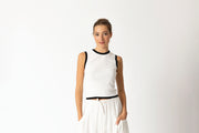 Two By Two Cassia Top - White With Black Trim