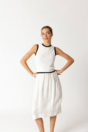 Two By Two Cassia Top - White With Black Trim