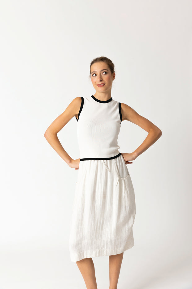 Two By Two Cassia Top - White With Black Trim