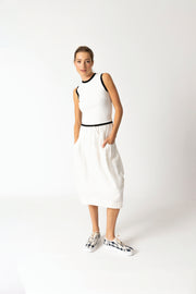 Two By Two Cassia Top - White With Black Trim