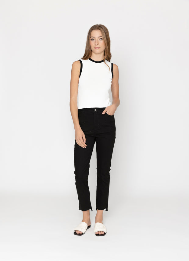 Two By Two Cassia Top - White With Black Trim