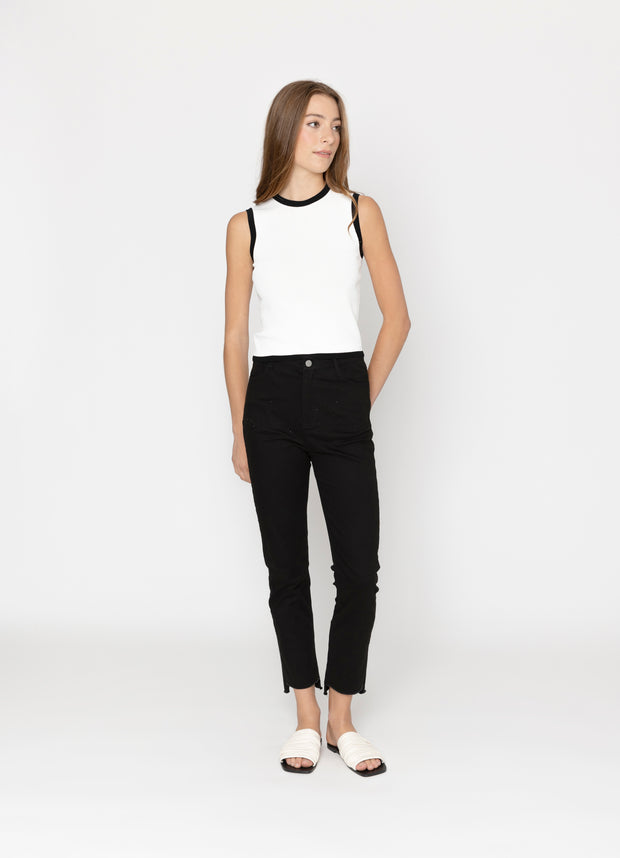 Two By Two Cassia Top - White With Black Trim