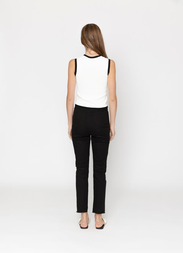 Two By Two Cassia Top - White With Black Trim
