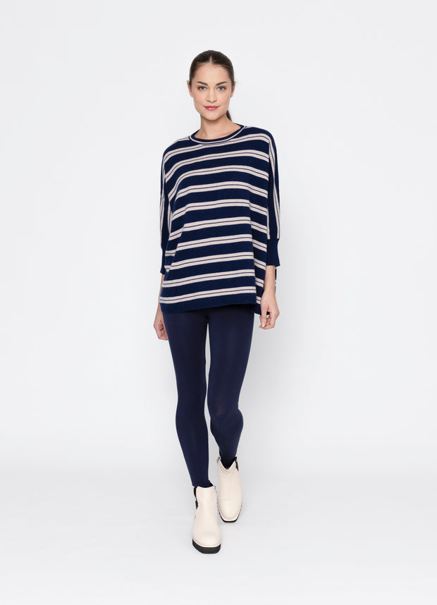 Two By Two Lyric Top - Navy + Pink Stripe