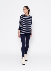 Two By Two Lyric Top - Navy + Pink Stripe