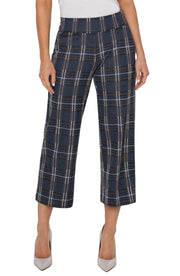 Liverpool Mabel Pull On Cropped Pants - Blue Graphic Plaid