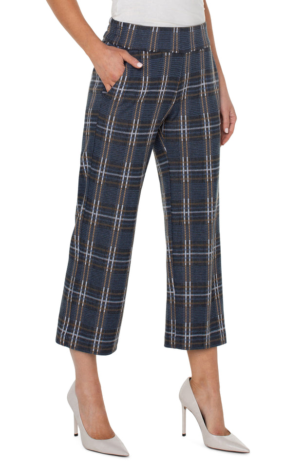 Liverpool Mabel Pull On Cropped Pants - Blue Graphic Plaid