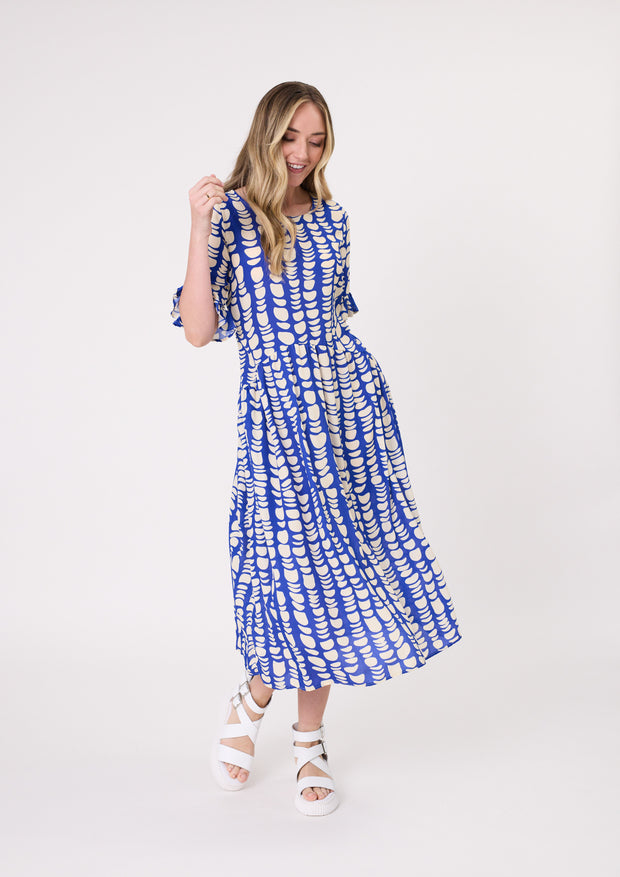 Lemon Tree Madonna Dress - Cobalt Print