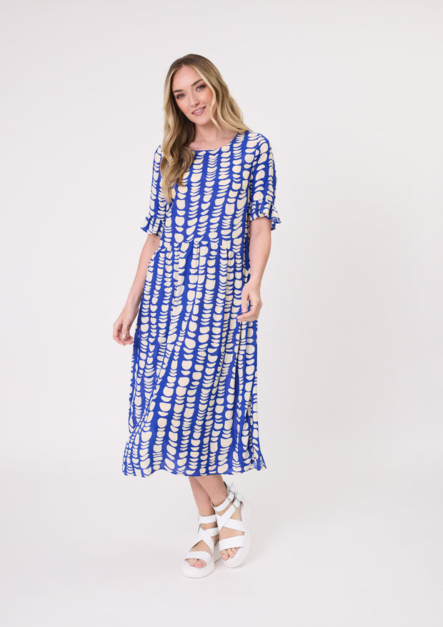 Lemon Tree Madonna Dress - Cobalt Print
