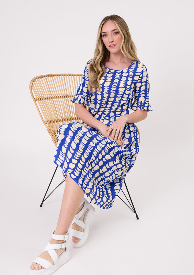 Lemon Tree Madonna Dress - Cobalt Print