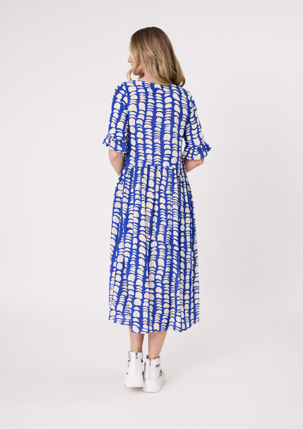 Lemon Tree Madonna Dress - Cobalt Print