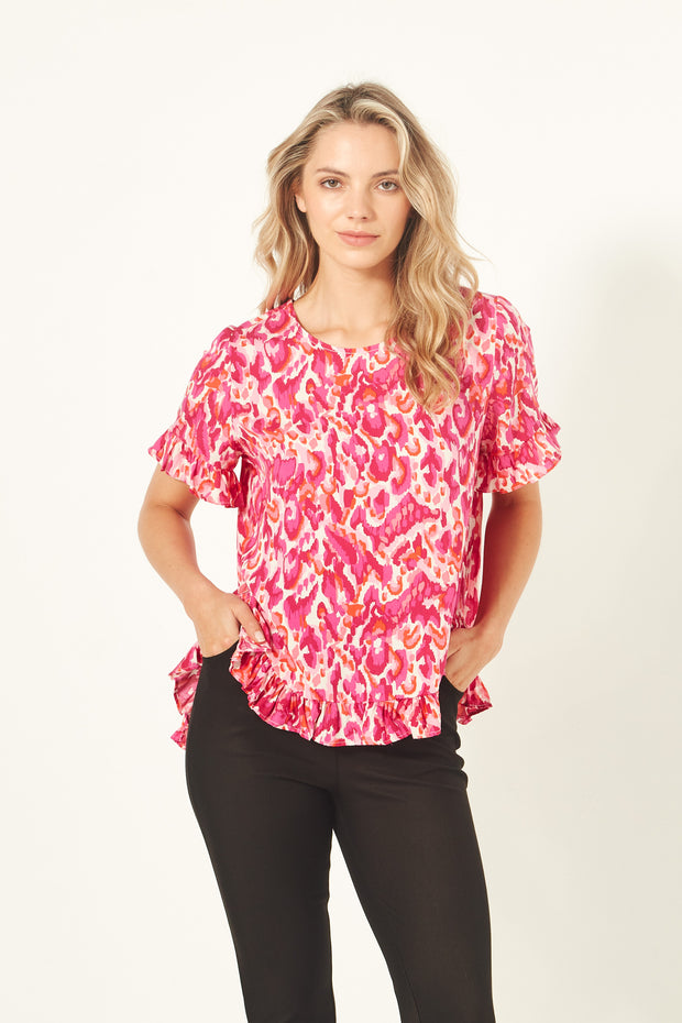 Lemon Tree Madelaine Top - Berry Print