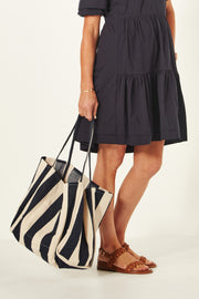 Lemon Tree Rayas Tote Bag - Navy Stripe