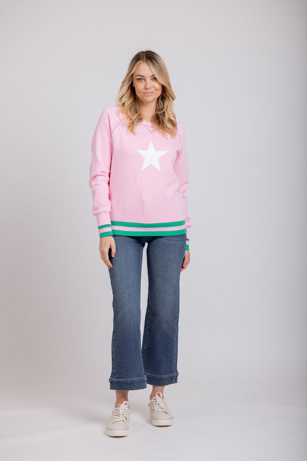 Mi Moso Contrast Sweat - Pink With Star