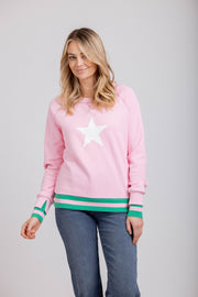 Mi Moso Contrast Sweat - Pink With Star