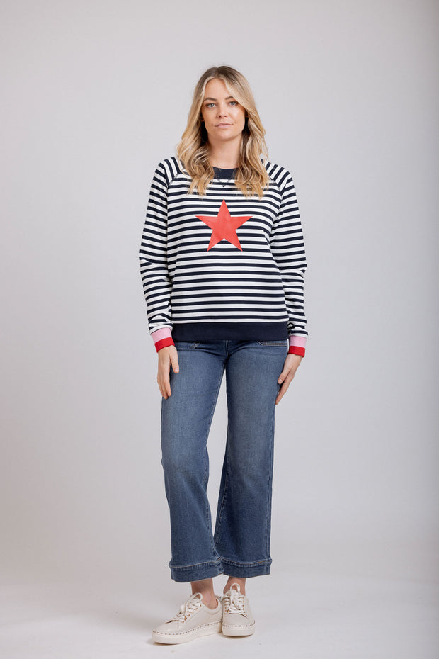 Mi Moso Striped Delight Sweat - Navy Stripe