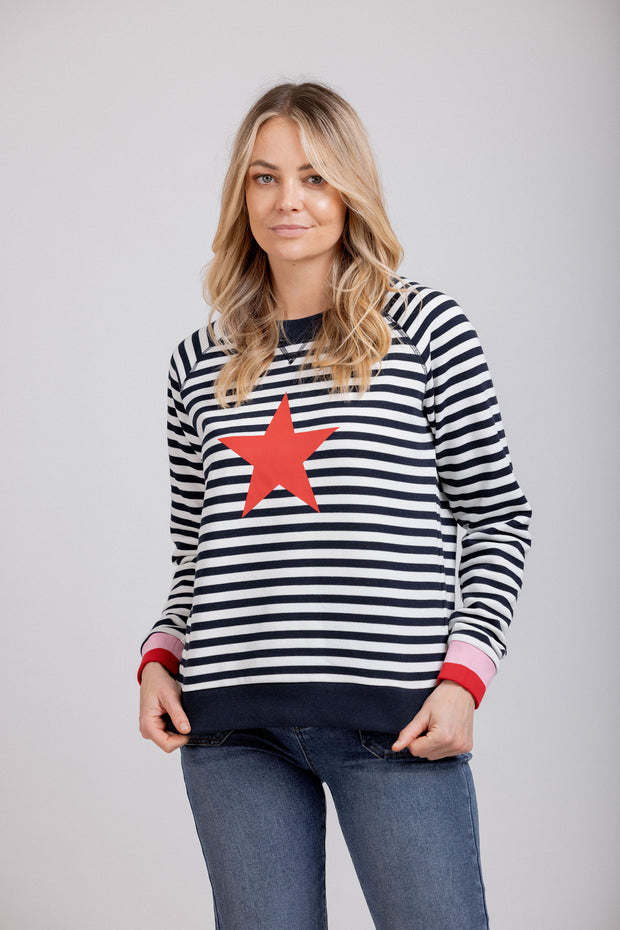 Mi Moso Striped Delight Sweat - Navy Stripe