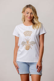 Moss Queen Bee Tee - White